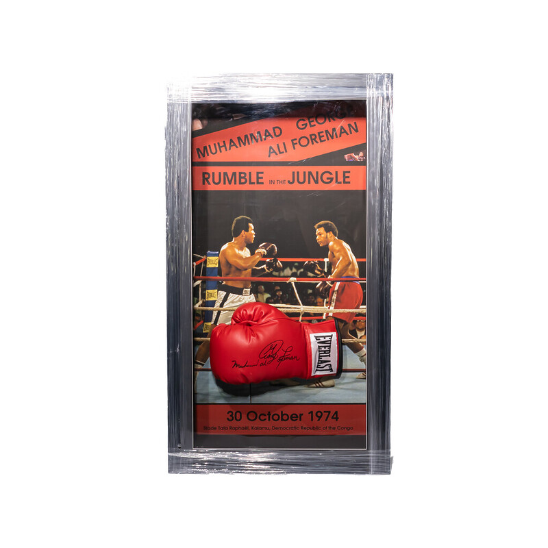 Muhammad Ali & George Foreman Signed Glove Rumble In The Jungle Framed + COA #62096