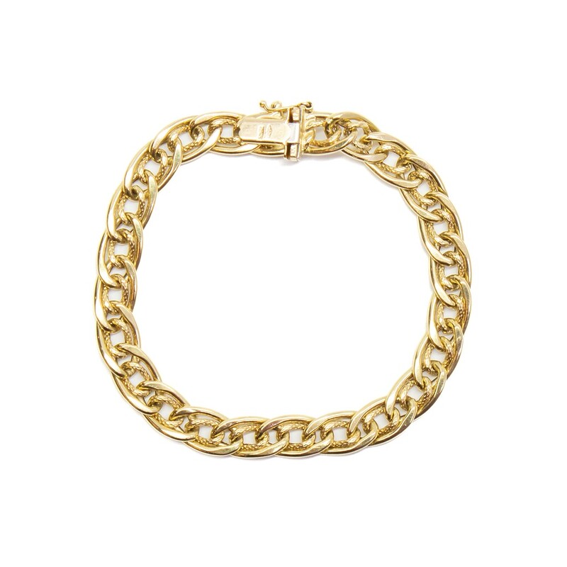 18ct Yellow Gold Chunky Curb Link Bracelet 19cm #61955