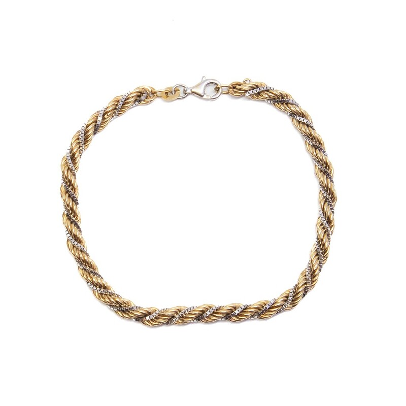 9ct Two Tone Gold Rope Bracelet 19cm #61674
