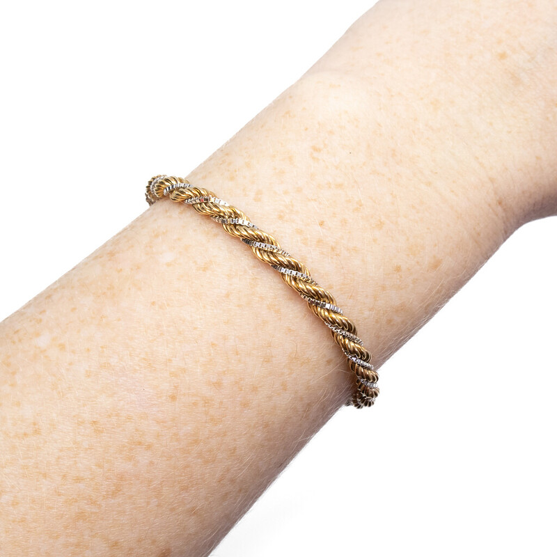 9ct Two Tone Gold Rope Bracelet 19cm #61674