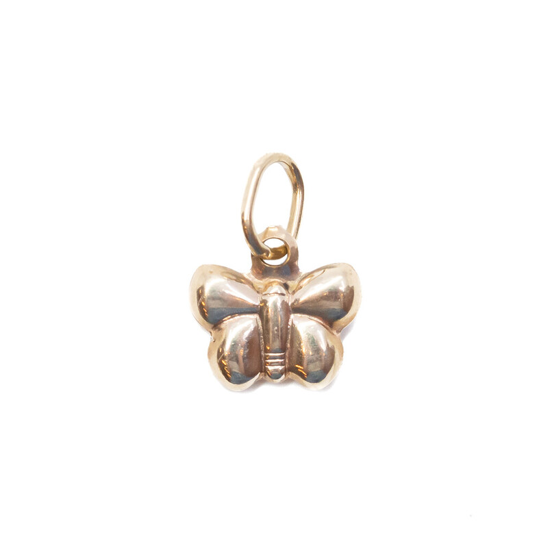 9ct Yellow Gold Butterfly Puff Pendant #62019