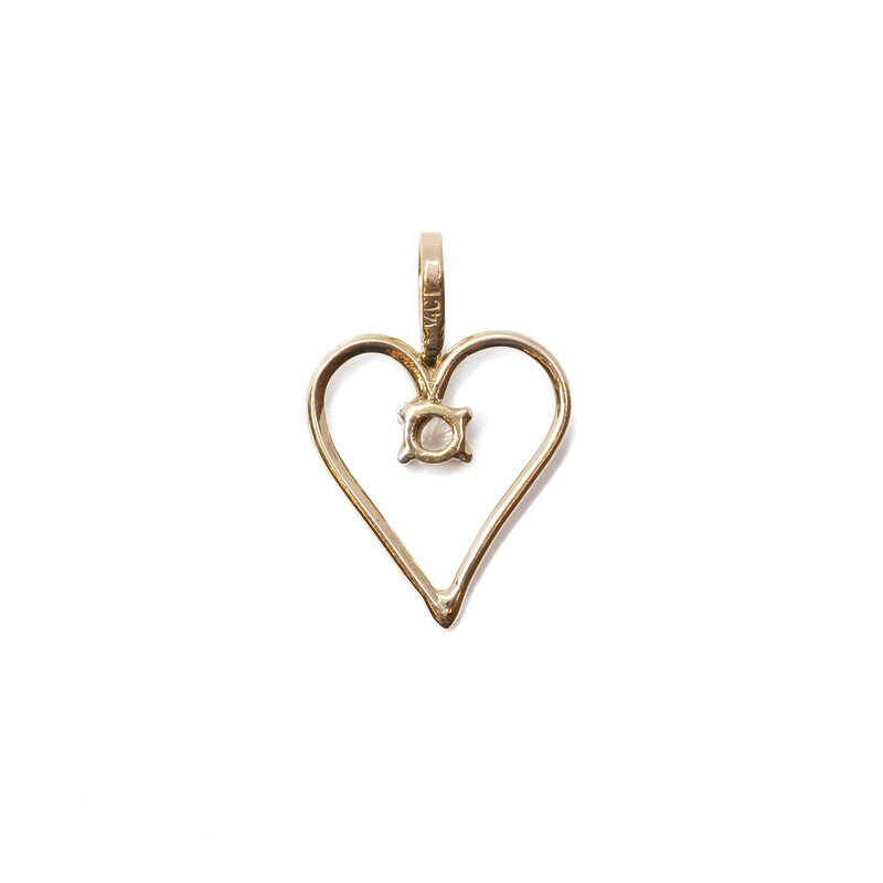 14ct Yellow Gold CZ Love Heart Pendant #62011