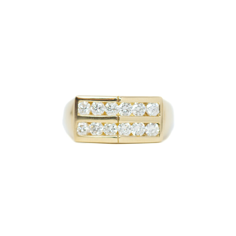 18ct Yellow Gold 1.20ct TW Diamond Men's Ring Size O 1/2 Val $8200 #61080