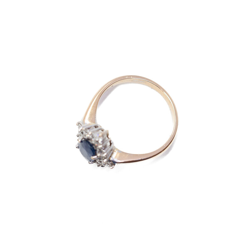18ct Rose Gold Oval 1.0ct Sapphire & Diamond Halo Ring Size N 1/2 Val $3800 #58498