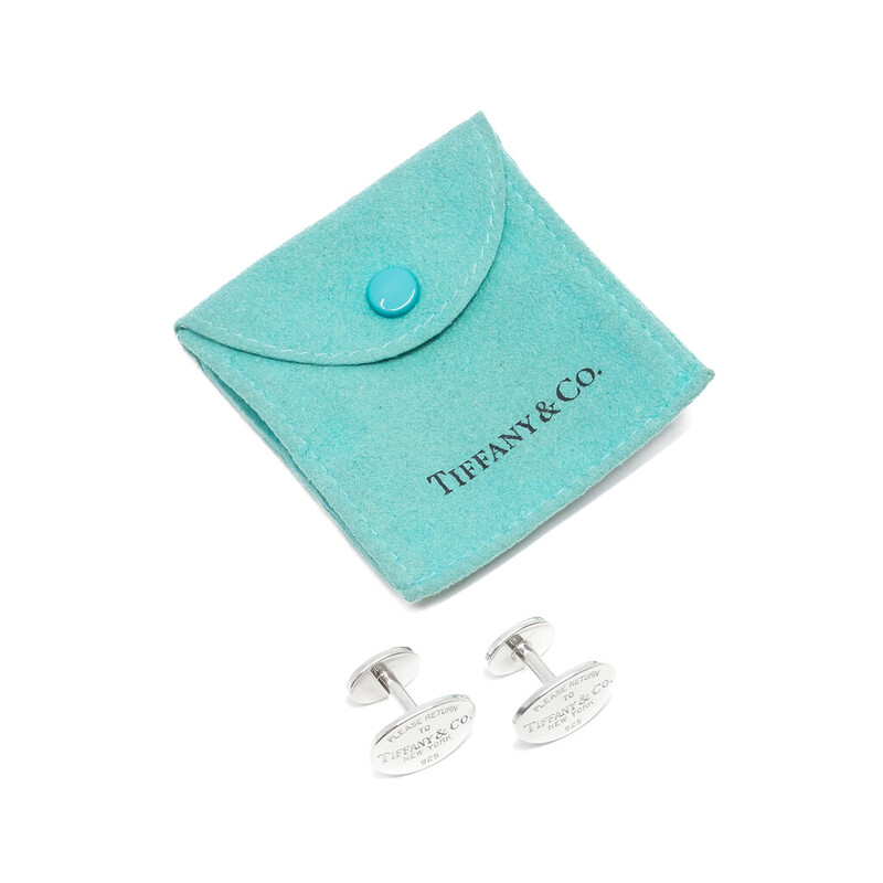 Please Return to Tiffany & Co. New York 925 Sterling Silver Oval Cufflinks #60617