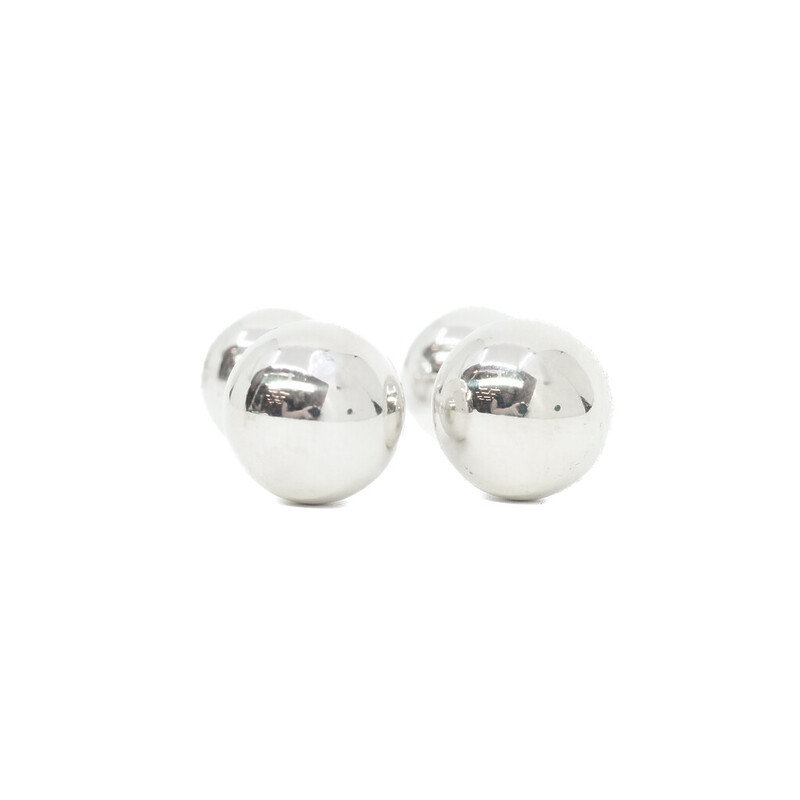 Tiffany & Co. Men's Silver Barbell Ball Cufflinks + Pouch #60616