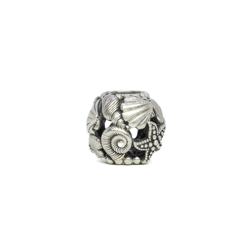 Pandora Sterling Silver Openwork Starfish Shells & Hearts Charm #60632-15