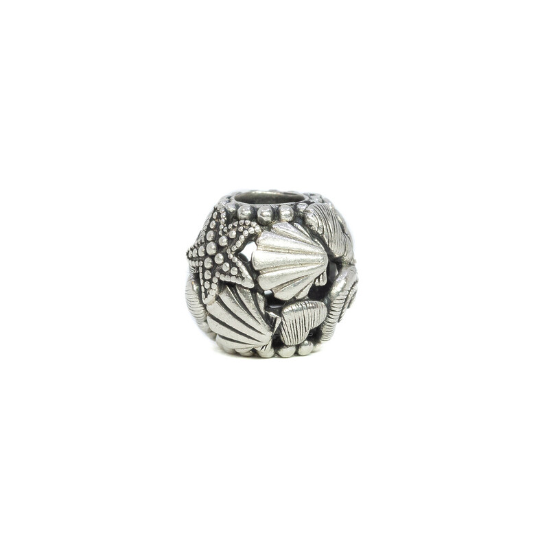 Pandora Sterling Silver Openwork Starfish Shells & Hearts Charm #60632-15