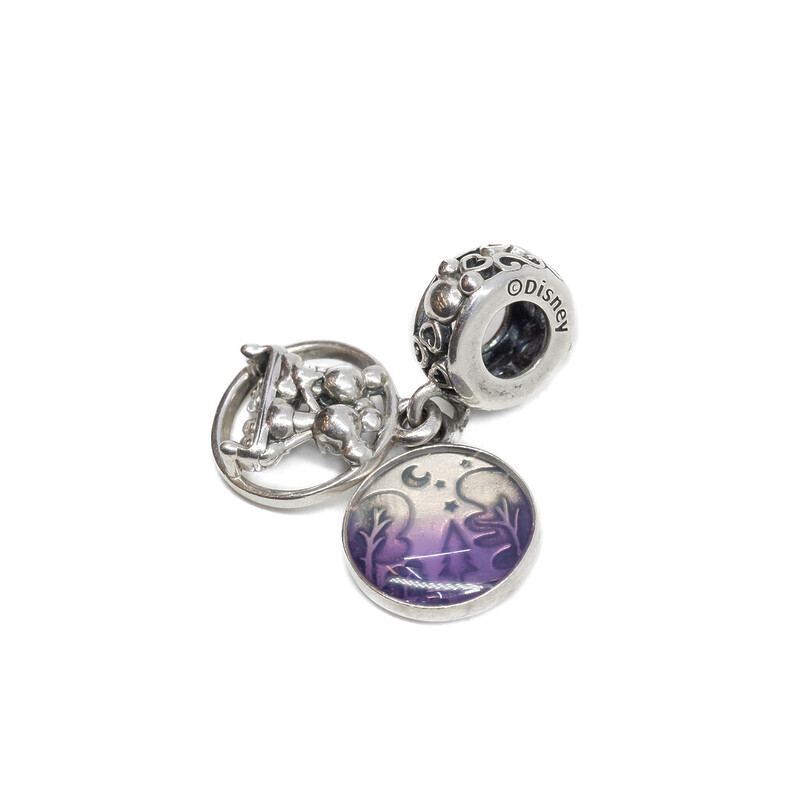 Pandora Silver Mickey Mouse & Minnie Happily Ever After Dangle Charm #60632-17