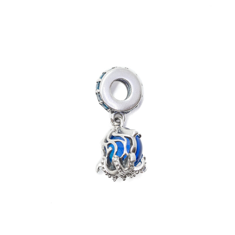 Pandora Sterling Silver Murano Glass Cute Octopus Dangle Charm #60632-4
