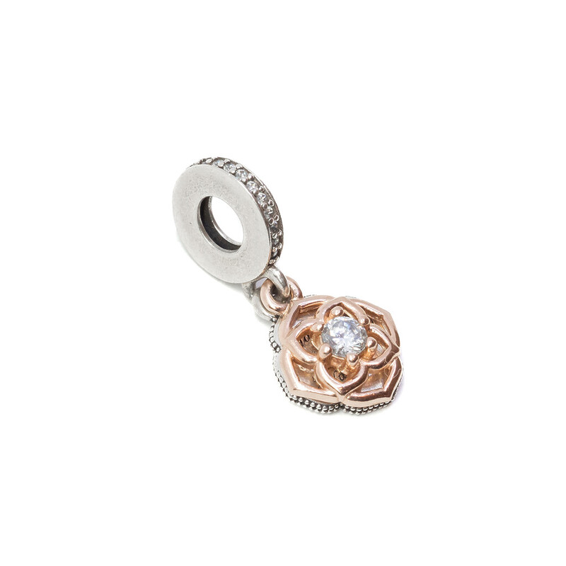 Pandora Timeless Two Tone Rose Dangle Charm #60632-21