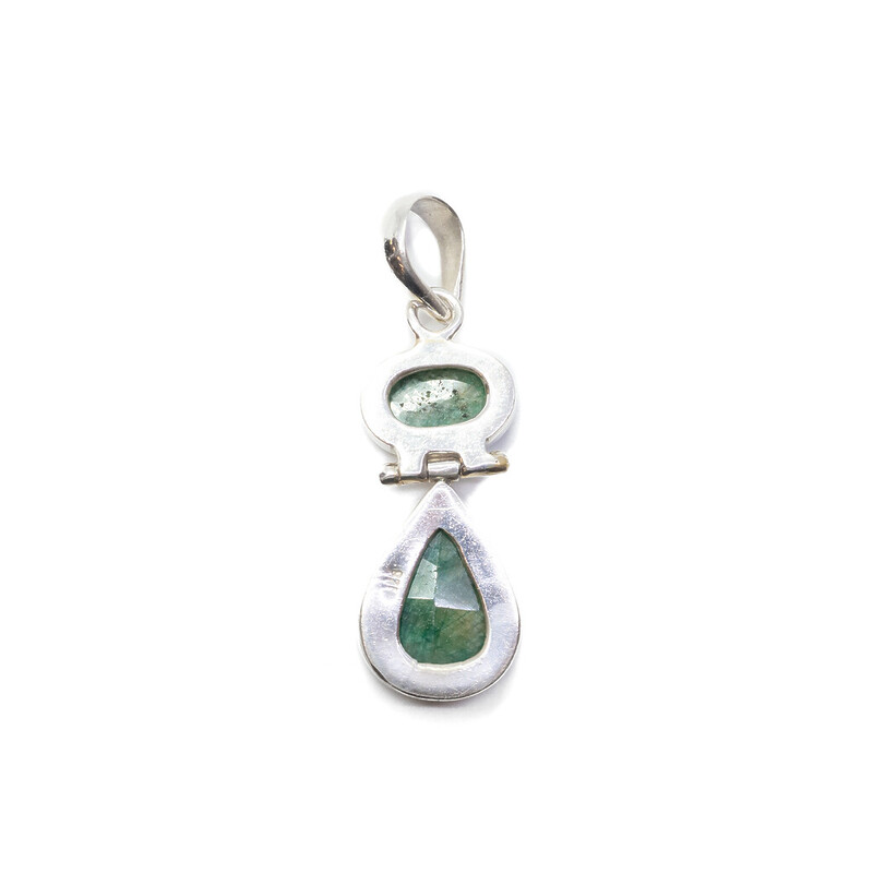 Sterling Silver Green Quartz Drop Pendant #62352