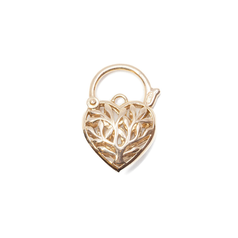 9ct Yellow Gold Tree Of Life Diamond Heart Clasp #61693