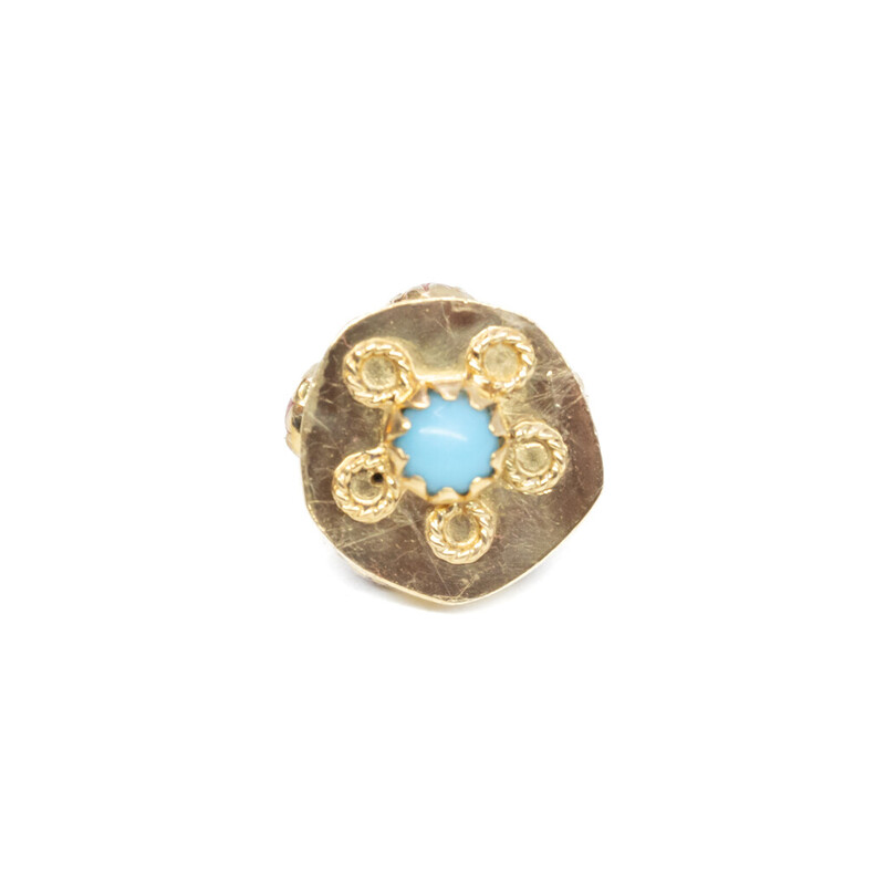 Etruscan Revival 18ct Yellow Gold Turquoise Pendant #61339