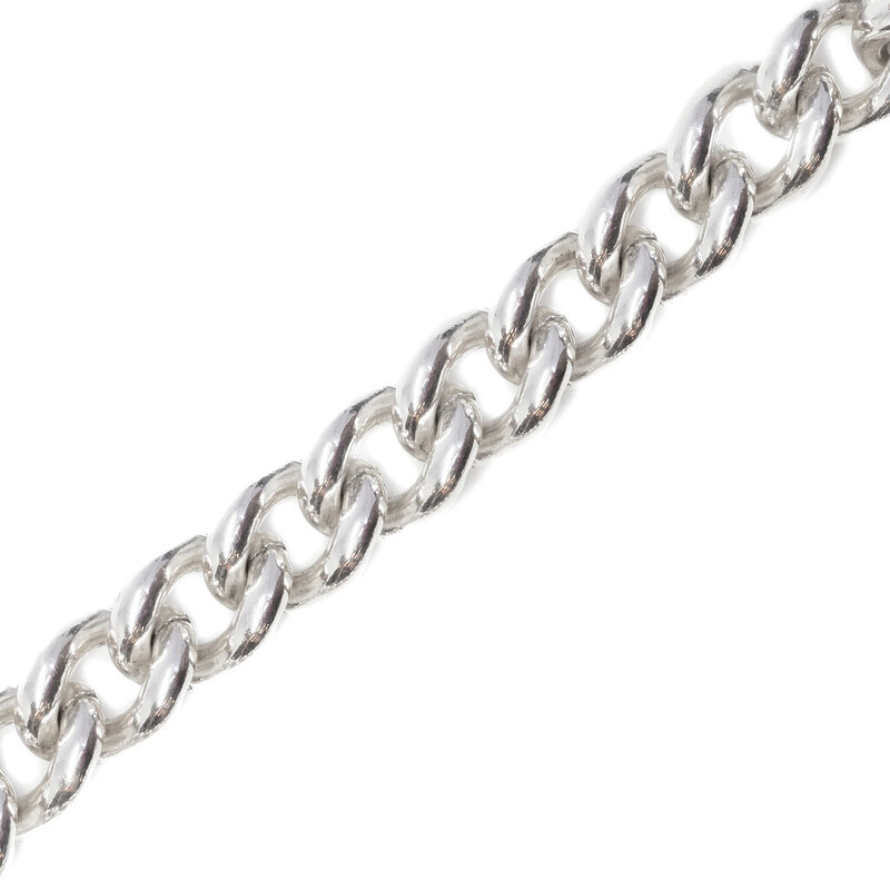 Sterling Silver Curb Link Heart Padlock Bracelet 19cm #62408