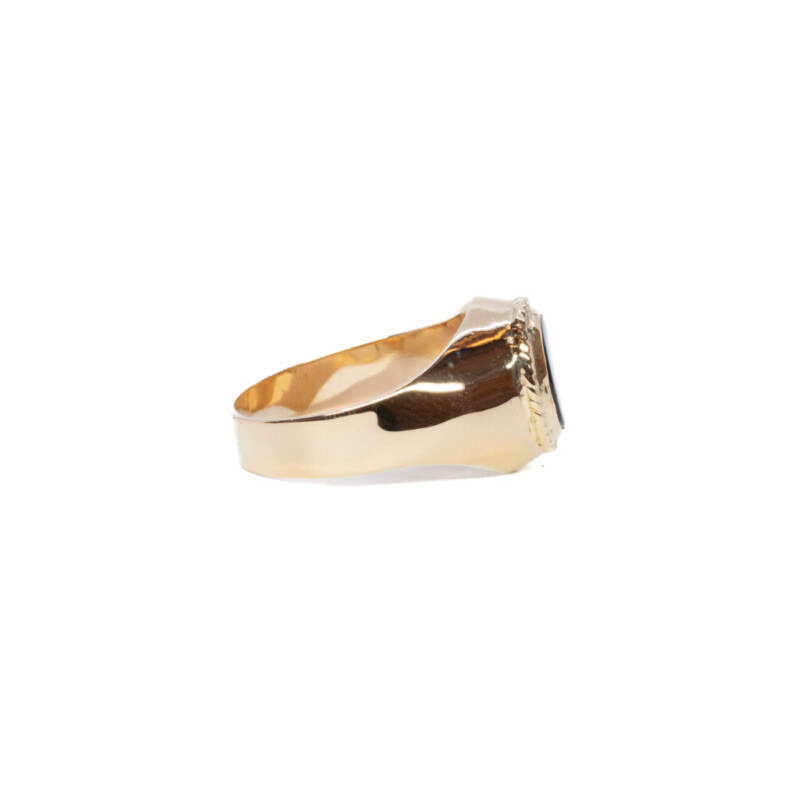 18ct Yellow Gold Onyx Men's Ring Size P #62394 - Image 7