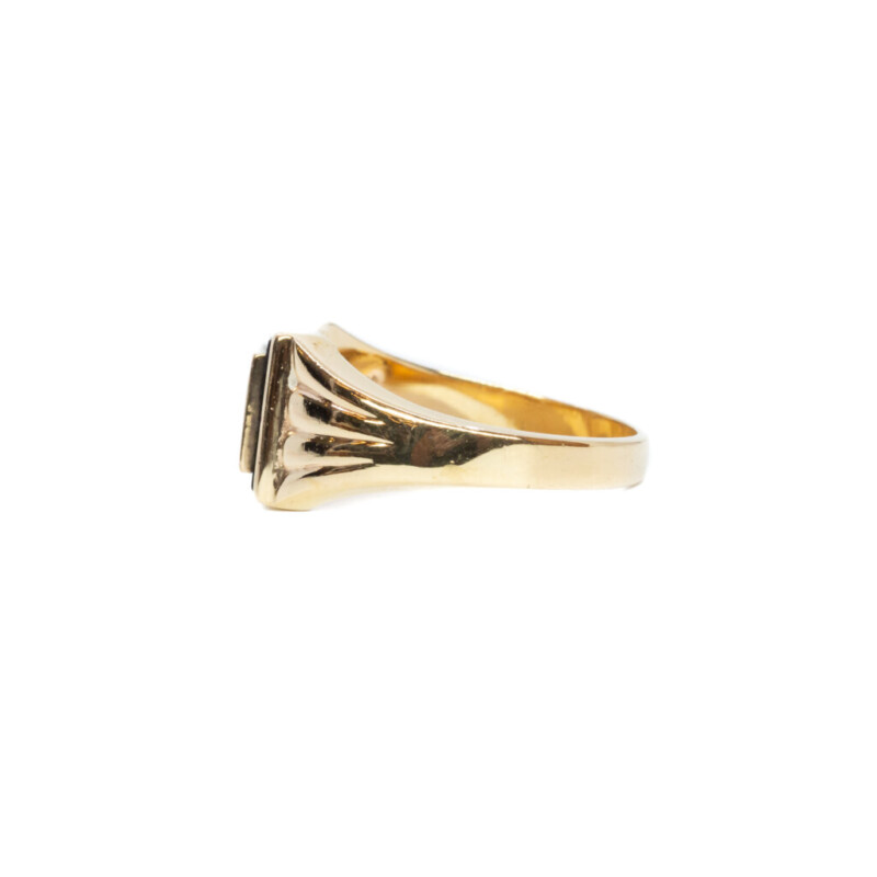 9ct Yellow Gold Men's Onyx Signet Ring Size U #62409