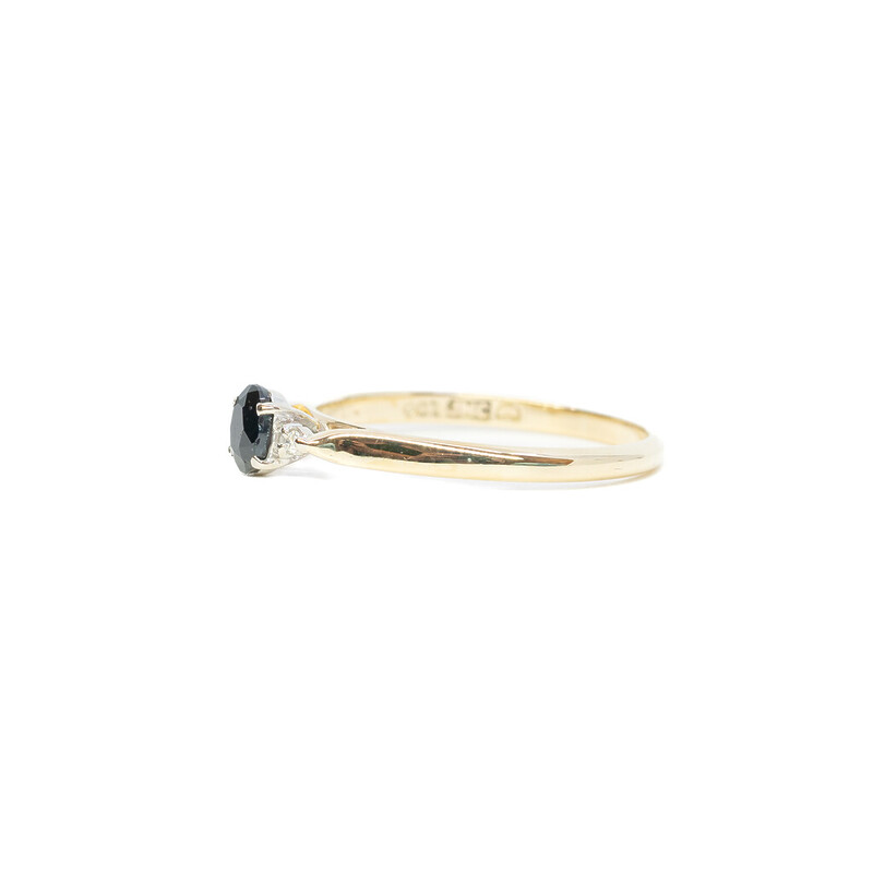 9ct Yellow Gold Sapphire & Diamond Ring Size Q Australian Made #61349