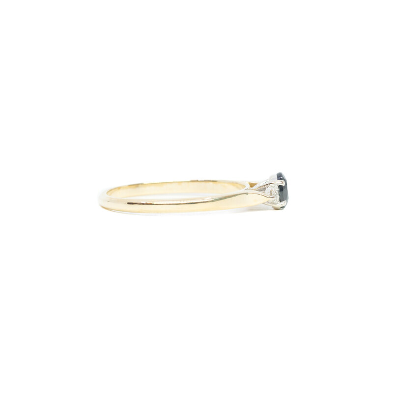 9ct Yellow Gold Sapphire & Diamond Ring Size Q Australian Made #61349