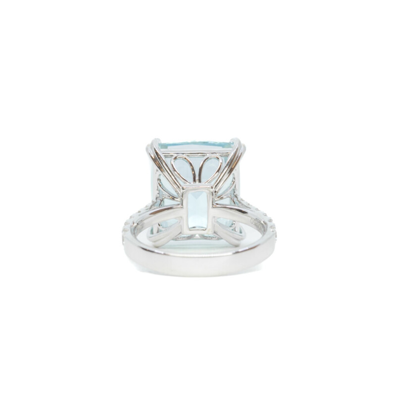 18ct White Gold 13.5ct Aquamarine & 0.50ct tw Diamond Ring Val $16250 #61440