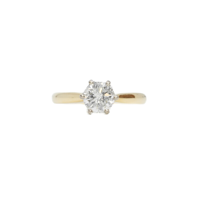 18ct Yellow Gold 1.0ct Diamond Round Solitaire Ring Val $9000 Size M #62666