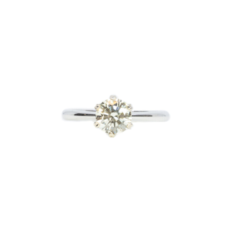 18ct White Gold 1.0ct Round Brilliant Cut Diamond Ring Val $7050 Size M 1/2 #61721