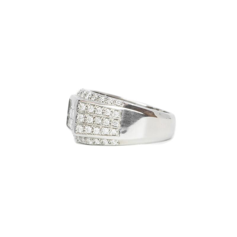 14ct White Gold 2.0ct TW Diamond Cluster Men's Ring Val $7350 Size U #61620