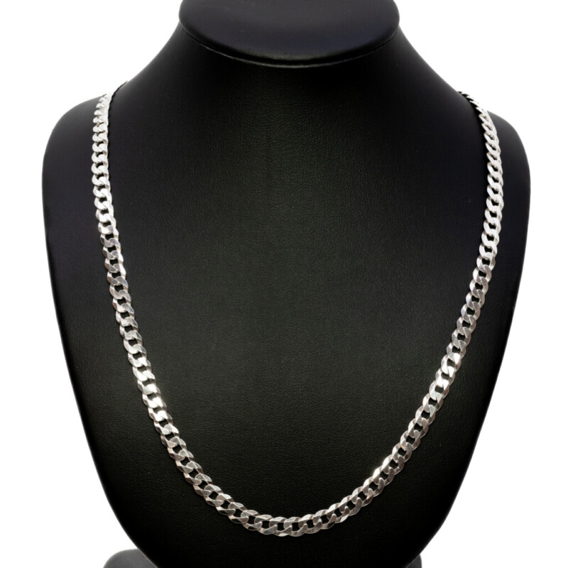 Sterling Silver Curb Link Chain Necklace 55cm #62266