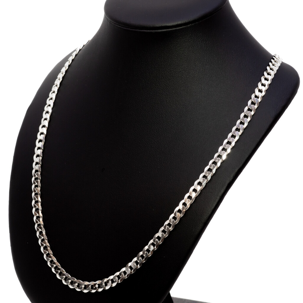 STERLING SILVER CURB LINK CHAIN NECKLACE