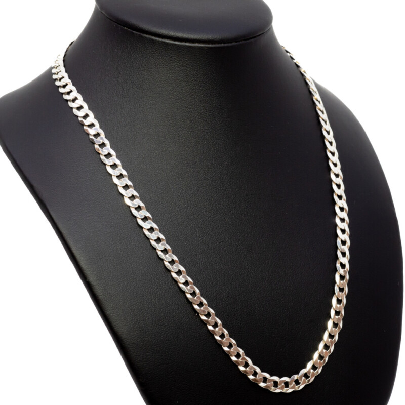 Sterling Silver Curb Link Chain Necklace 44cm #62267