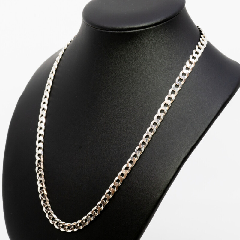 Sterling Silver Curb Link Chain Necklace 44cm #62267
