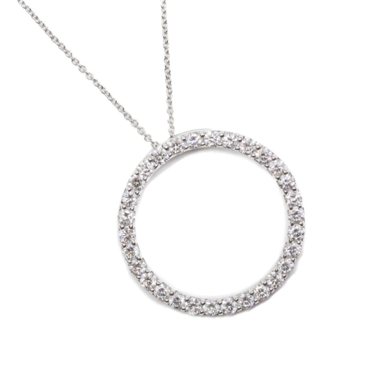 18ct White Gold 1.2ct tw Diamond Circle Pendant & Necklace Val $5700 #62358