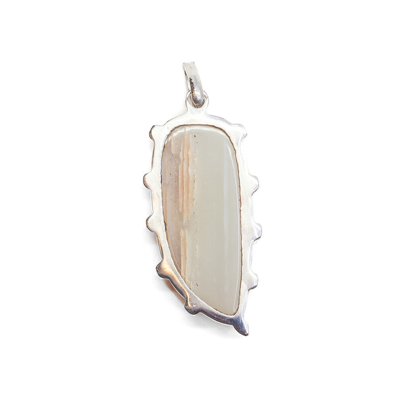 Sterling Silver White Agate Large Pendant 66mm #62211
