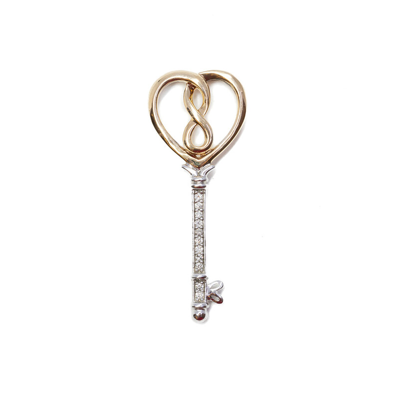 10ct Gold & Sterling Silver Infinitas Key Diamond Pendant #62393