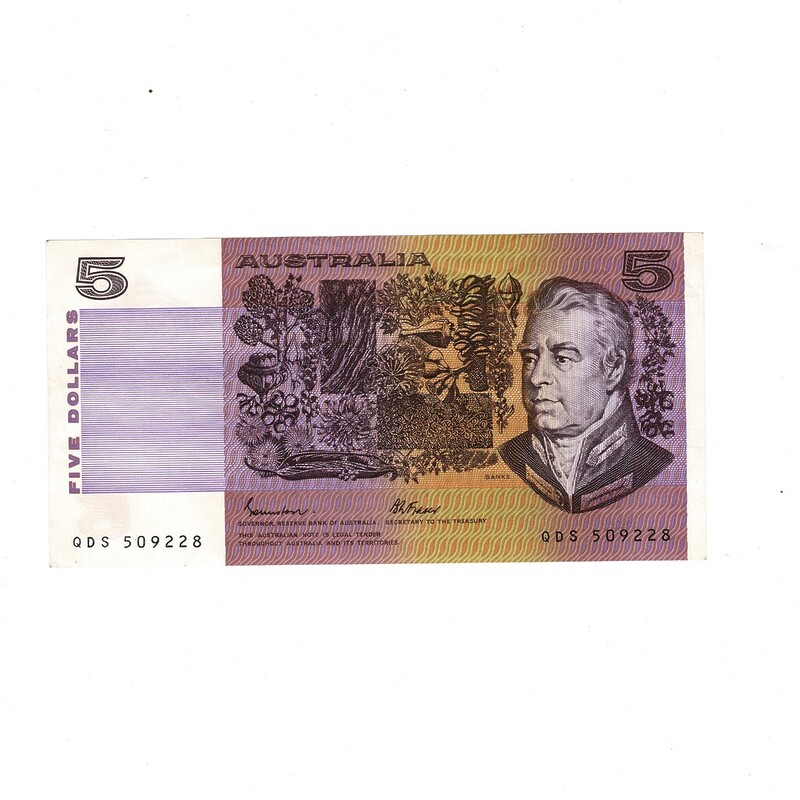 $5 Five Dollars Johnston & Fraser Australia Bank Note A/unc #59287-1