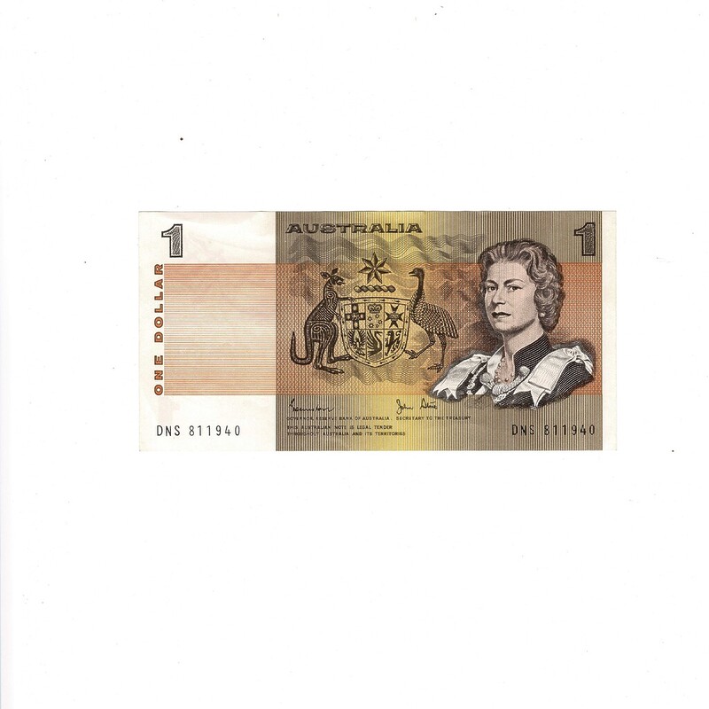 $1 One Dollar Johnston & Fraser Australia Bank Note A/Unc #59287-3