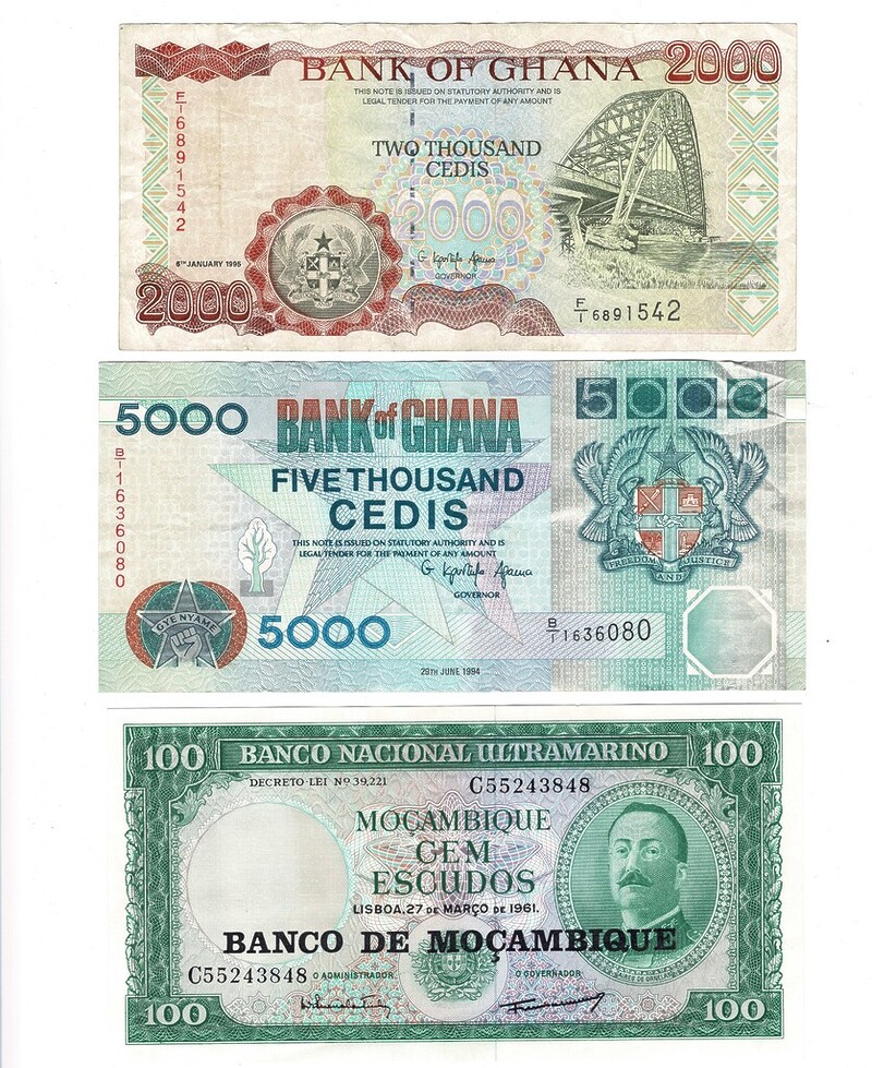 Collection of 3 African Banknotes (Ghana & Mozambique) #59287-4
