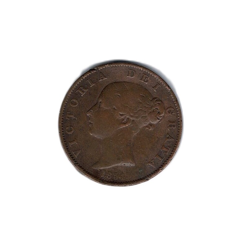 1854 Victoria Half Penny United Kingdom UK GB Coin #62471-20