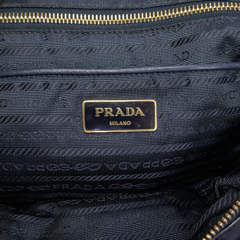 Prada Tessuto Saffiano Leather & Nylon Handbag - Navy + COA #62427