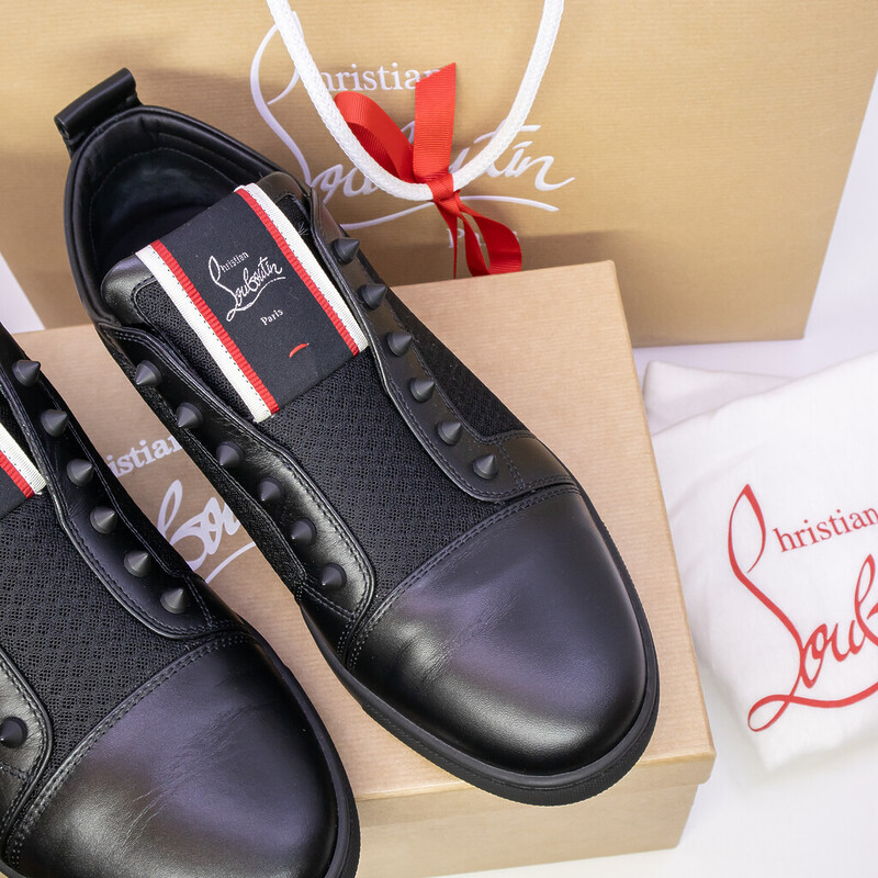 Christian Louboutin Fav Fique a Vontade Black Calfskin Shoes & Box RRP $1495 Size 44 #62452