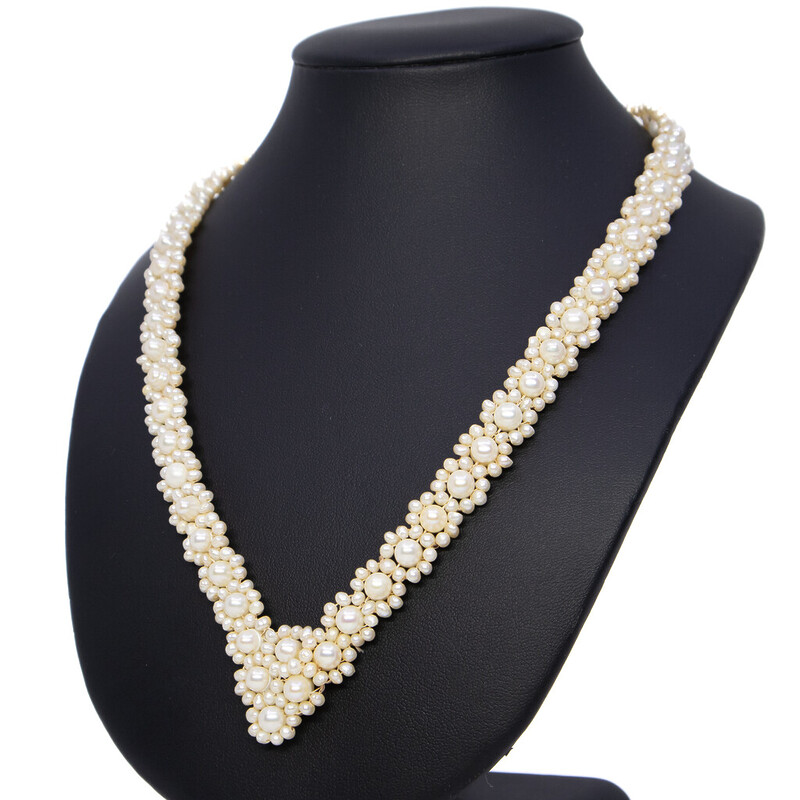White Freshwater Pearl Necklace and Costume Earring Set #60739
