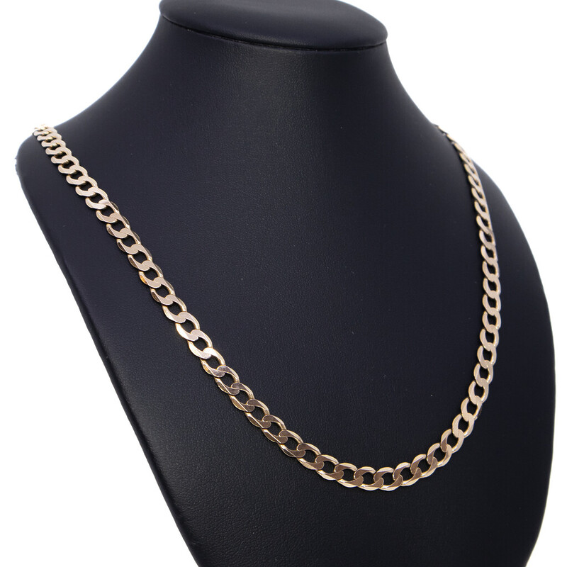 9ct Yellow Gold Wide Curb Link Chain Necklace 57cm #62448