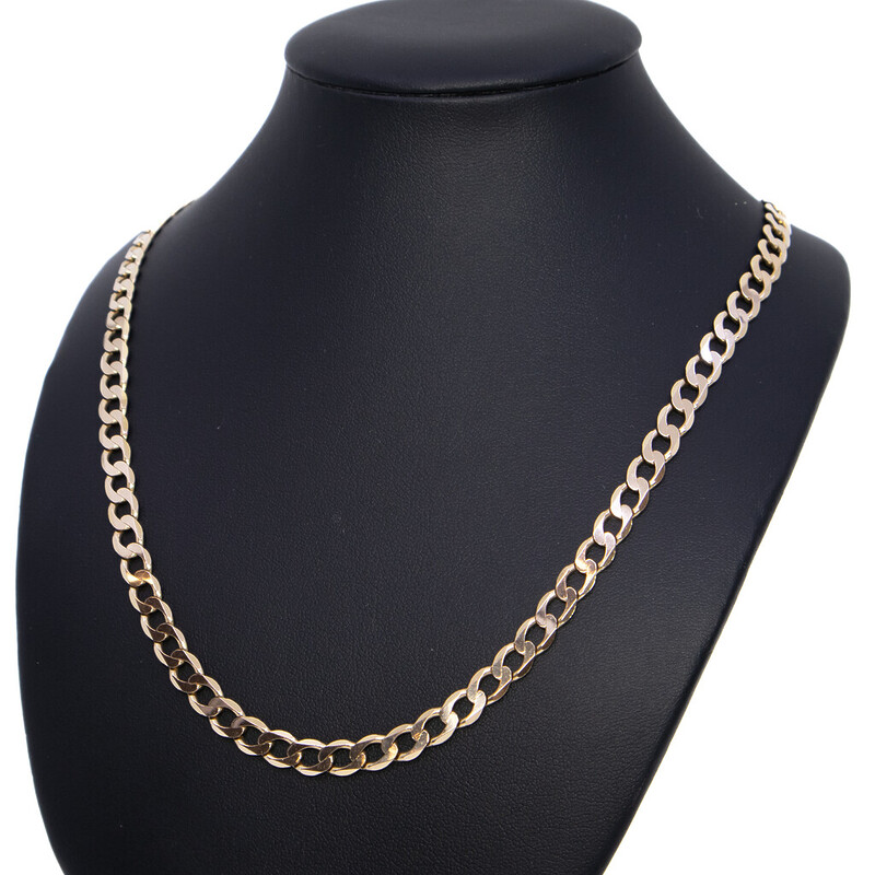 9ct Yellow Gold Wide Curb Link Chain Necklace 57cm #62448