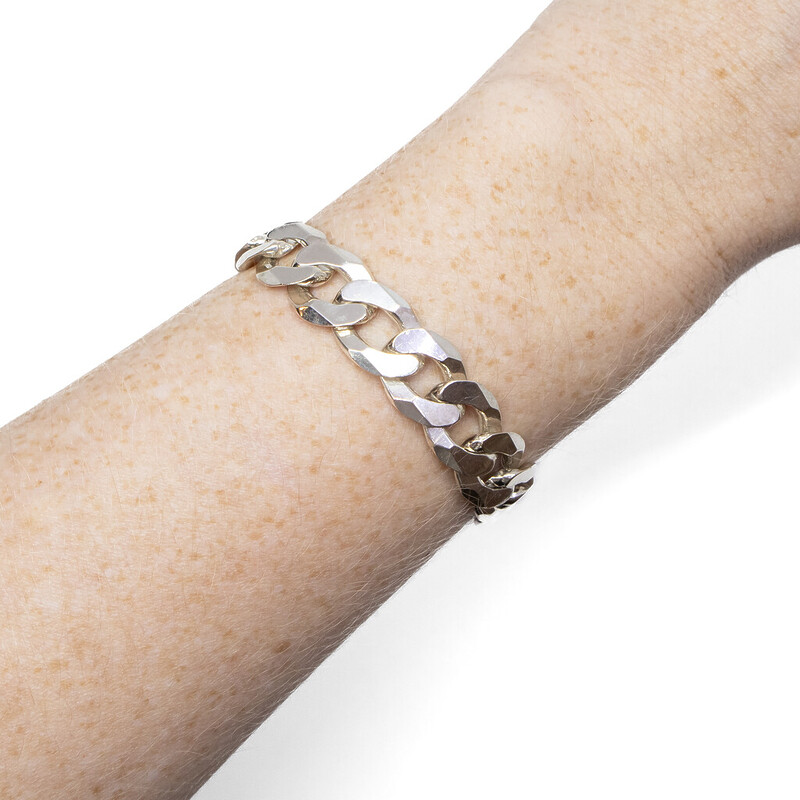 Sterling Silver Wide Curb Link Bracelet 19cm #61591