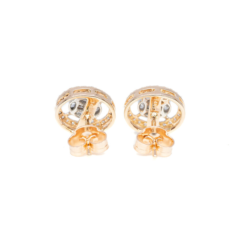 14ct Rose Gold Diamond Halo Stud Earrings #61387