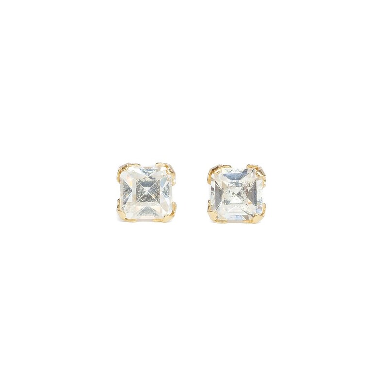 9ct Yellow Gold Square CZ Stud Earrings #62008