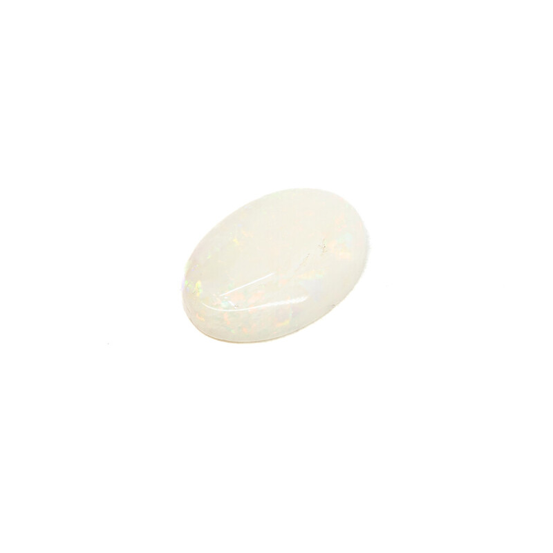 5.3ct Oval Solid White Natural Opal with Red & Green Highlights #59270-1