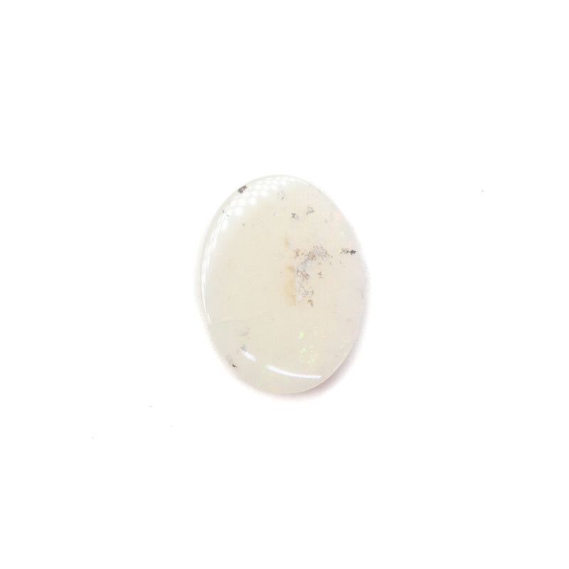 5.3ct Oval Solid White Natural Opal with Red & Green Highlights #59270-1