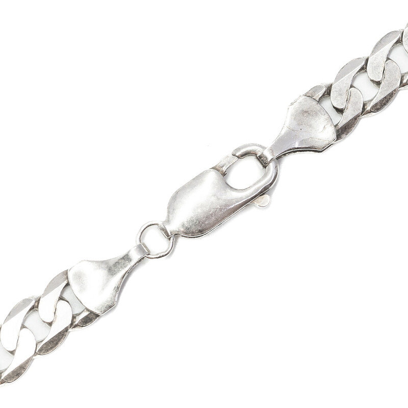 Sterling Silver Curb Link Chain Necklace 55cm Italy #59281