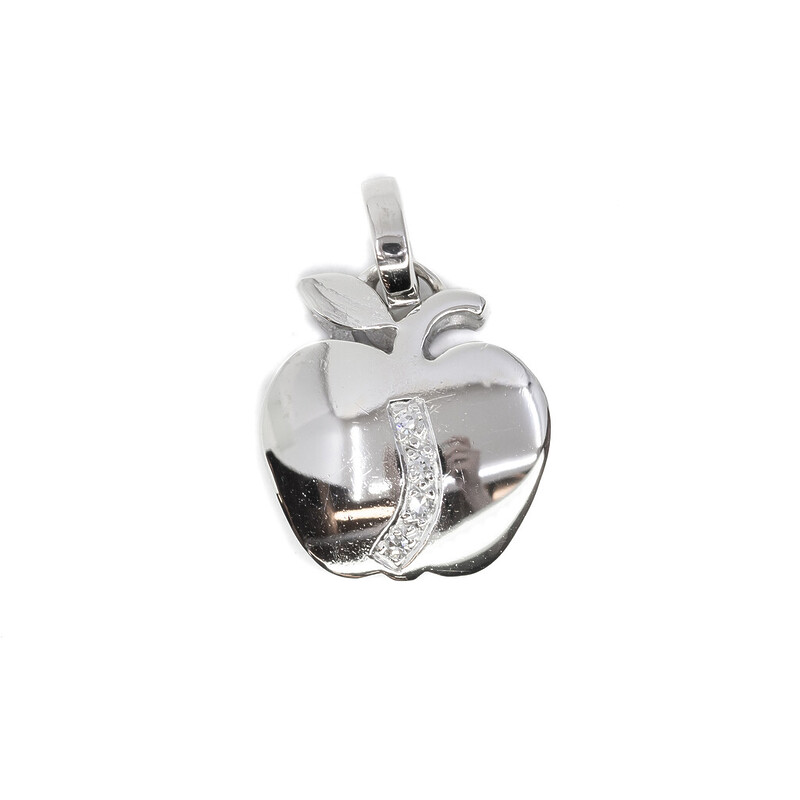 18ct White Gold Diamond Apple Charm Pendant #58947-7